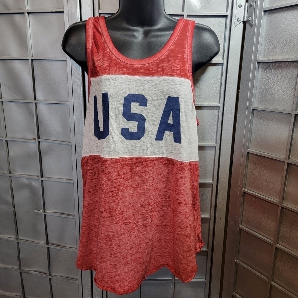 Zoe + Liv USA red and white tank top
